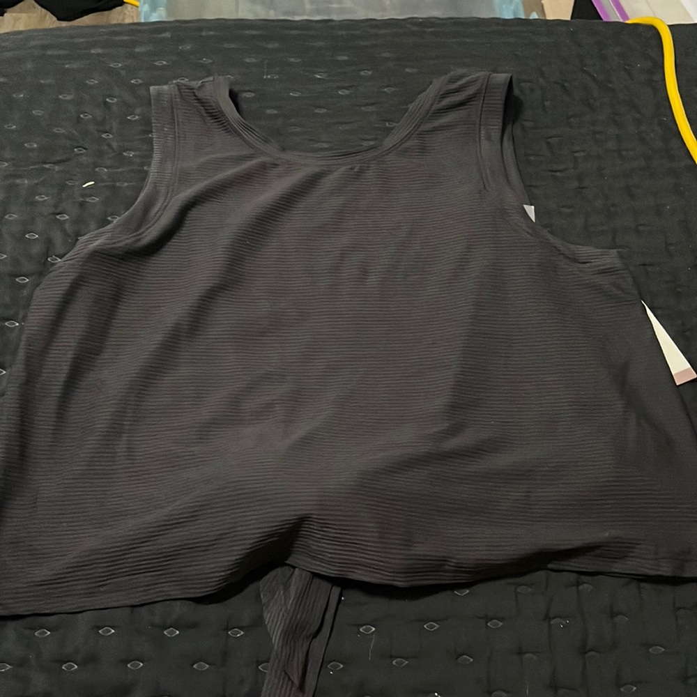 Calia Crop Wrap and Tie Tank (pure black) - New with tags